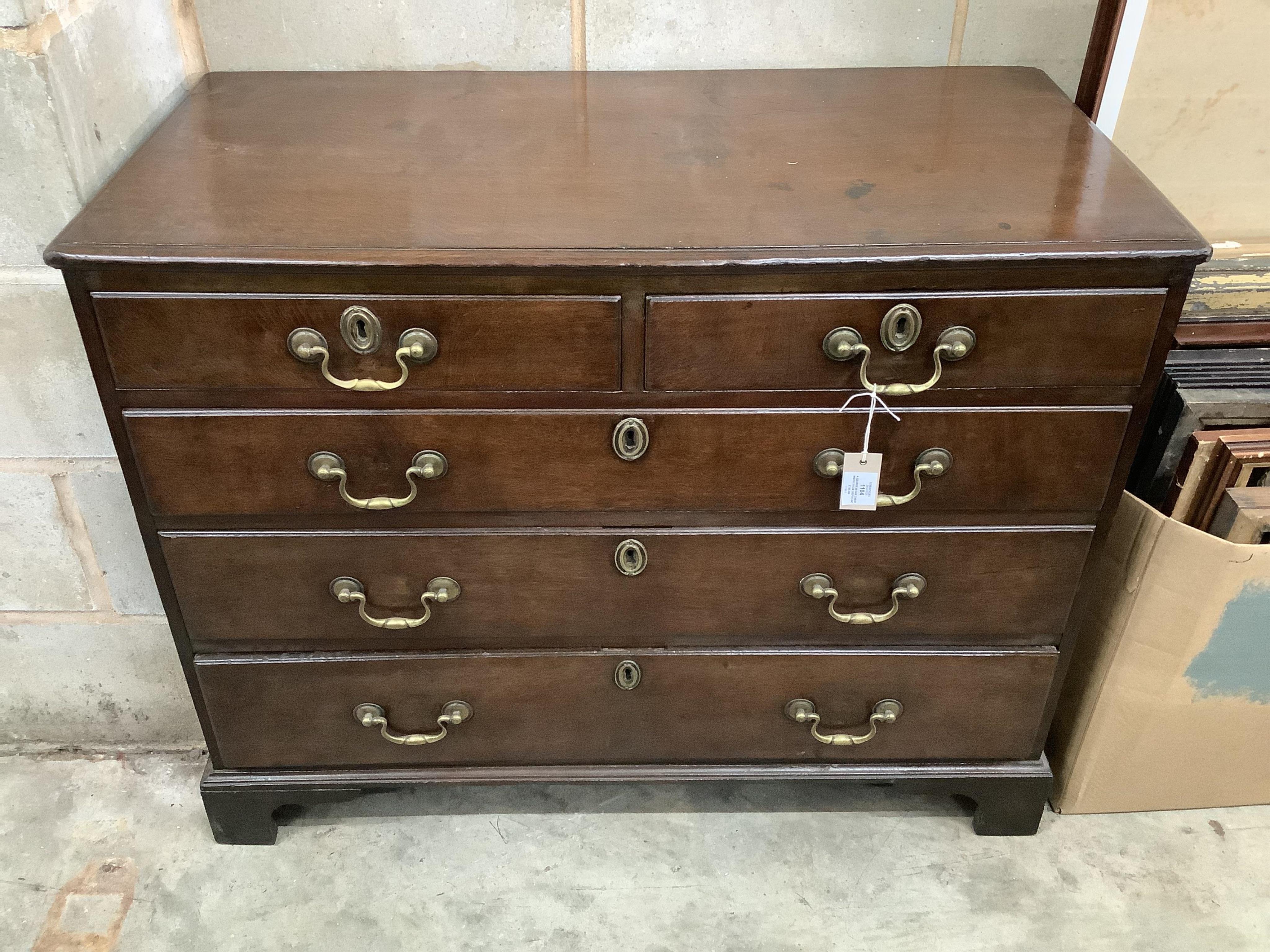A George III oak chest, width 101cm, depth 49cm, height 80cm. Condition - fair